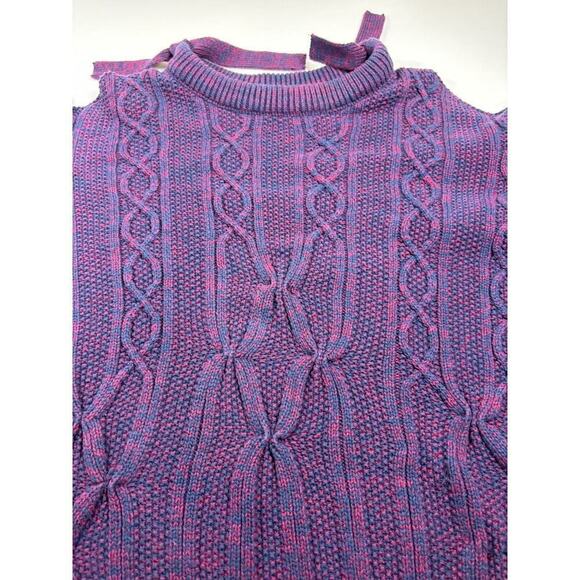 Project Naadam Sweater Purple Pink XS Cable Knit Ties Tie Accents - Picture 12 of 14